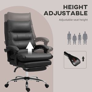 Sedia da Ufficio Direzionale Nera con Massaggio, Riscaldamento, Poggiapiedi, Ruote Girevoli, in PVC e PU, per Scrivania Computer - Product Image 5