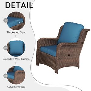 Set di Mobili da Giardino in Rattan a 3 Posti con 2 Sedie Singole e 2 Pouf per Conversazione su Prato o Balcone - Product Image 3
