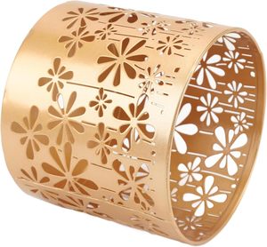 Luxury Gold Iron Handmade Eco-Friendly Cylindrical Votive Holder Flower Cutout for <b>Tealight</b> Candle Wedding Christmas Home Decor - Product Image 3