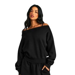 Sudadera Holgada de Cuello Ancho para Mujer, Manga Larga, Tejido Suave, Estilo Casual, Deportivo y de Moda - Product Image 1