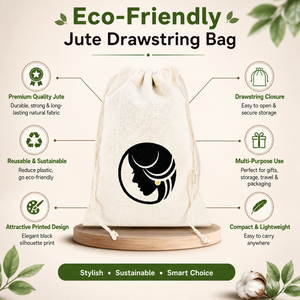 Custom Logo Drawstring Canvas Shopping <b>Bag</b> Reusable Eco Friendly Cotton Tote Promotional <b>Gift</b> Carry Durable Lightweight <b>Medium</b> - Product Image 5