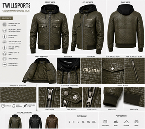 Custom Men's Quilted PU Leather Biker <b>Jacket</b> Premium Motorcycle Outerwear Long Sleeve Stylish Stand Collar Waterproof Breathable - Product Image 6