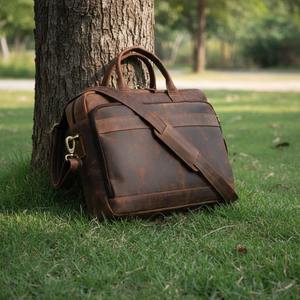 Bolso Mensajero para Portátil de Cuero Genuino, Ligero, Ecológico, Moderno y Vintage, de Alta Calidad, Tipo Bandolera, para Negocios - Product Image 1