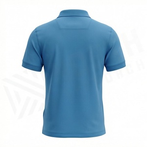 Polo en piqué de coton uni pour homme, manches courtes, coupe classique, tissu respirant, style décontracté, bleu - Product Image 2