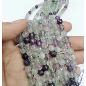 Perles rondes facettées en fluorite verte naturelle, perles rondes en fluorite, perles rondes facettées en fluorite verte pour la création de bijoux - Product Image 1