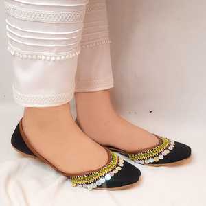 Latest Design Mirror Stones Khussa Shoe <b>Party</b> Wear Blank <b>Bridal</b> Khussa Handmade <b>Slippers</b> Flat Khussa Punjabi Jutti For Ladies - Product Image 1