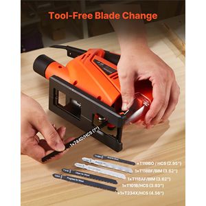 Seghetto elettrico da 6,5 Amp, 3000 SPM, con 6 lame, luce LED, taglio obliquo da 0-45 gradi, velocità variabile - Product Image 4