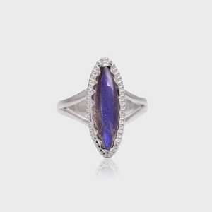 925 Sterling Silver <b>Labradorite</b> <b>Ring</b> Marquise Cut Blue Flashy Gemstone Boho Handmade Jewelry For Women - Product Image 4