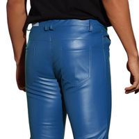 Celana Jogger Kulit Pria Custom Slim Fit Polos Anti Air Bernapas Ramah Lingkungan Nyaman Pinggang Tinggi Streetwear