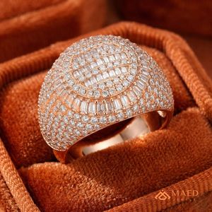 14K Rose Gold Plated Iced Out Dome <b>Ring</b> for Men VVS Moissanite Baguette Diamond Cluster <b>Statement</b> <b>Ring</b> Hip Hop Gold Jewellery - Product Image 3