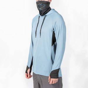 Vente en gros de sweat-shirts de pêche pour hommes UPF 50+, taille plus, légers, en polyester, à séchage rapide, à capuche, pour une utilisation en plein air - Product Image 1