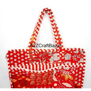A2ZCraftBazar Handmade 100% Cotton Quilted Laptop Bag Zipper Lightweight Eco-Friendly Large Capacity Unisex Travel Office Case - Product Image 4
