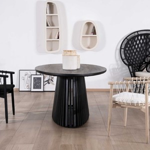 Mesa de comedor Vandana Ivory Space de 210 cm en teca negra con pedestal central calado Dutipi - Product Image 4