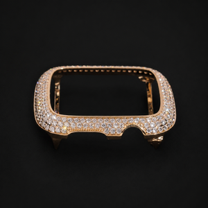 Cadran de montre intelligent en or rose serti de diamants, montre de luxe avec cadre protecteur entièrement pavé - Product Image 3