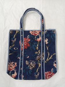 Artisan <b>Inspired</b> Navy Blue Cotton Quilted Tote <b>Bag</b> Romantic Floral Garden Print Women Shoulder Handbag <b>Wholesale</b> - Product Image 6