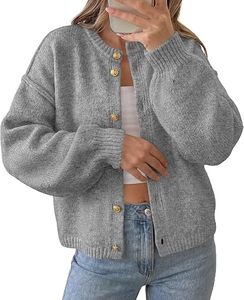Cardigan gris en tricot à manches longues avec fermeture boutonnée, couleur unie, pull d'automne 100% acrylique, coupe classique, pulls pour hommes - Product Image 1