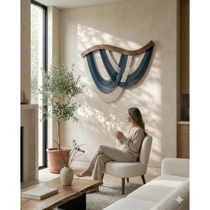 Abstract Macrame <b>Wall</b> Hanging Bohemian Home Decor Irregular Shape Natural Fiber Art Piece Single-Piece Package - Product Image 2