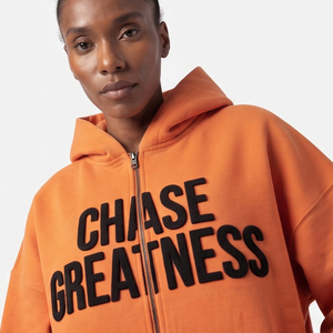 Ladies <b>Zipper</b> Puff Printed Hoodie Polyester/Cotton Fleece Breathable Eco-Friendly Quick Dry Winter Casual Wear Streetwear Long - Product Image 3