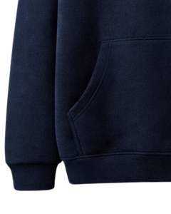 Sudadera con Capucha Azul Marino con Logo de Cisne Minimalista con Pedrería, Oversize, de Forro Polar Grueso, con Bolsillo Canguro, Estilo Urbano Personalizado para Hombre - Product Image 2