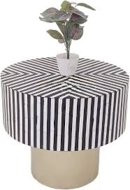 Vase de sol portable ILAHI en os de buffle incrusté, style Art Déco, fait main, décoration d'intérieur de luxe pour Diwali - Product Image 4