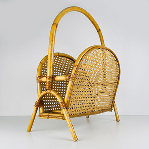 Soporte para revistas de ratán arqueado, estante para periódicos y folletos hecho a mano, organizador para oficina y hogar - Product Image 4