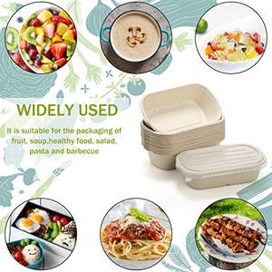 Contenedores de comida para fideos resistentes, impermeables, ecológicos y compostables, con tapa de PP, de 23 onzas, tipo clamshell, desechables, de bagazo. - Product Image 2