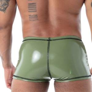 Boxer zippé intégral Kinky noir et blanc pour homme, coupe ajustée, sexy, style clubwear fetish - Product Image 6