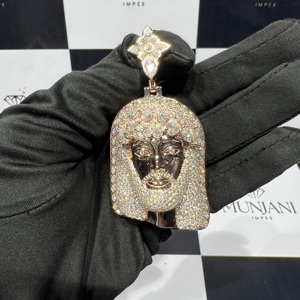 Colgantes y Dijes Personalizados Chapados en Oro Rosa con Certificación IGI VVS 925, Forma de Paz, Estilo Hip Hop para Hombre, con Incrustaciones de Diamantes - Product Image 1