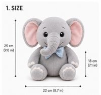Peluche Éléphant Mignonne pour Bébé, Animal en Peluche Kawaii, Coton PP Doux, Doudou, Cadeau pour Enfants