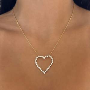 Collar con Corazón de Diamantes Flotantes de 1.00 CTW, Oro de 14K, Diamantes de Laboratorio, Joyería Romántica Minimalista - Product Image 4