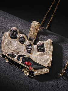 Pendentif Cartes à Jouer Les Quatre Rois en Argent 925 avec Diamant de Laboratoire, Plaqué Or, Léger, Collier Hip Hop Tendance, Bijou de Luxe - Product Image 2