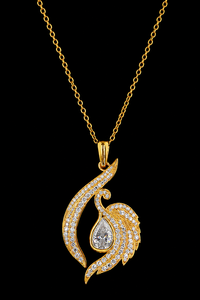 Ensemble collier pendentif cygne avec diamant de laboratoire taille poire, plaqué or 22 carats, ruban torsadé, inspiré du cœur, luxe, pour fiançailles et anniversaire - Product Image 6