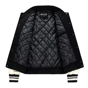 Custom varsity <b>jacket</b> with contrast leather sleeves and wool blend body <b>baseball</b> <b>bomber</b> <b>jacket</b> casual streetwear outerwear - Product Image 6