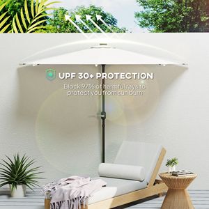 Ombrellone da Esterno per Piccolo Balcone UPF 30+ con 8 Stecche, Manovella Inclinabile e Ventilata, Raggio di 3M per Uso in Spiaggia - Product Image 5