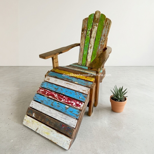 เก้าอี้ไม้รีไซเคิลสไตล์เรสติกสีธรรมชาติพร้อมพนักพิง สำหรับริมสระน้ำ ชายหาด รีสอร์ท โรงแรม วิลล่า สวน ลานบ้าน - Product Image 2