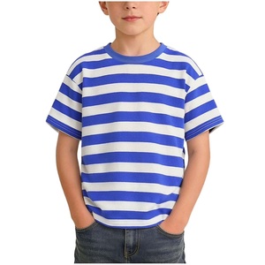T-shirts rayés pour garçons, respirants, doux, à bas prix, design tendance, manches courtes, col rond, pour enfants. - Product Image 6
