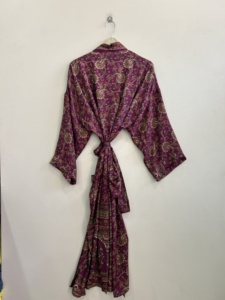 Vintage Silk <b>Satin</b> Soft Machine-Washable Kimono <b>Robe</b> Long Boho Duster Jacket for <b>Women</b> - Product Image 6