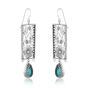 Pendientes de Plata de Ley con Baño de Rodio y Gema de Cuarzo Aguamarina Doble de Santa María Hechos a Mano para Mujer - Lujo para Bodas y Fiestas - Product Image 2