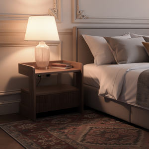 Mesa de Noche Tradicional Convertible de Madera de Teca Sólida para Dormitorio, Apartamento, Sala de Estar, Uso Escolar - Product Image 1