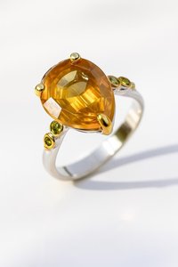 Anillo de Citrino Amarillo con Corte Pera, Certificado IGI, Plata de Ley 925, Chapado en Rodio de Lujo, Diseñado para una Elegancia Radiante con Brillo Dorado - Product Image 3