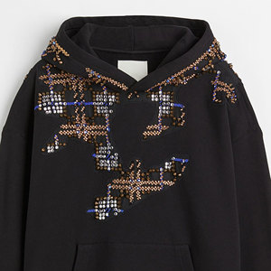 Sweat à capuche polaire surdimensionné personnalisé avec strass, qualité supérieure, pour homme, hiver, uni, 100 % coton respirant, coupe classique, style urbain - Product Image 6