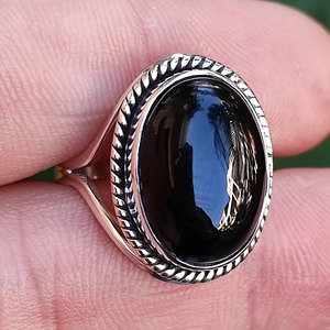 Black Onyx Bezel Setting Ring 925 Sterling Silver Statement Promise Boho Jewelry for Women July Birthstone Wedding Gift - Product Image 6