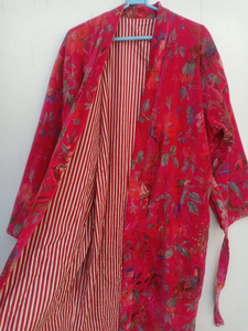 Bata Kimono con Estampado de Dibujos Animados para Mujer, Suave y Transpirable, 100% Algodón, Camisón de Verano Hecho a Mano, Cuello en V, Cintura Elástica, Largo Completo - Product Image 2