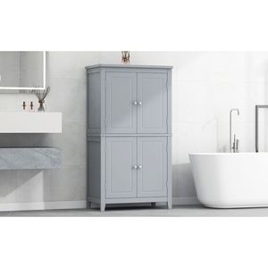 Elegante Mobile Bagno a 4 Ante Indipendente con Ripiani Regolabili - Unità Arredo Bagno - Product Image 6
