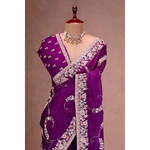 Party Wear Saree con bordado y lentejuelas Trabajo para fiestas - Product Image 3