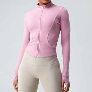 Veste de yoga réversible à fermeture éclair pour femme, séchage rapide, hauts à manches longues pour la course, vêtements de fitness respirants, coupe ajustée - Vente en gros - Product Image 3