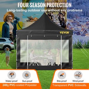 Gazebo Pieghevole 3x3 Metri con Pareti Laterali Rimovibili, Borsa con Ruote, Resistente ai Raggi UV, Impermeabile e Isolante per Esterni e Patio - Product Image 3