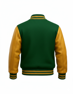 Chaqueta Bomber Verde Dorada Personalizable, Estilo Universitario Unisex, Parte Delantera Impermeable, Ecológica, para Clubes y Equipos, Personalización de Marca - Product Image 4