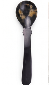 Cuillère à salade noire avec manche en corne et métal, cuillère légère à long manche pour les fêtes de mariage et l'usage quotidien en cuisine - Product Image 2