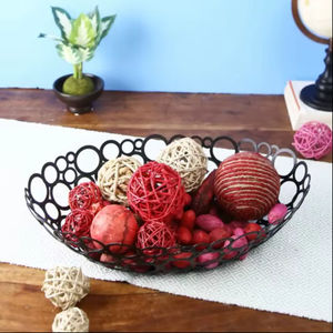 Frutero Decorativo de Malla Negra Mate, Centro de Mesa Moderno y Lujoso para el Hogar, Cesta de Frutas de Acero Calado para Encimera, Ideal para Fiestas - Product Image 1